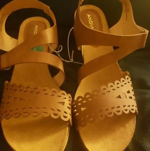 Brown flowered heels